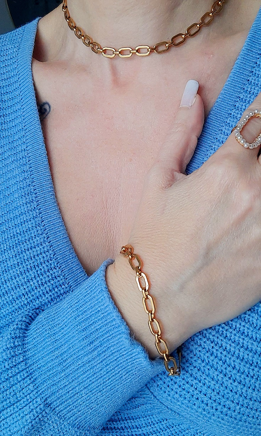 Bracelet femme en acier inoxydable gosse maille bracelet original bracelet tendance bracelet maille épaisse