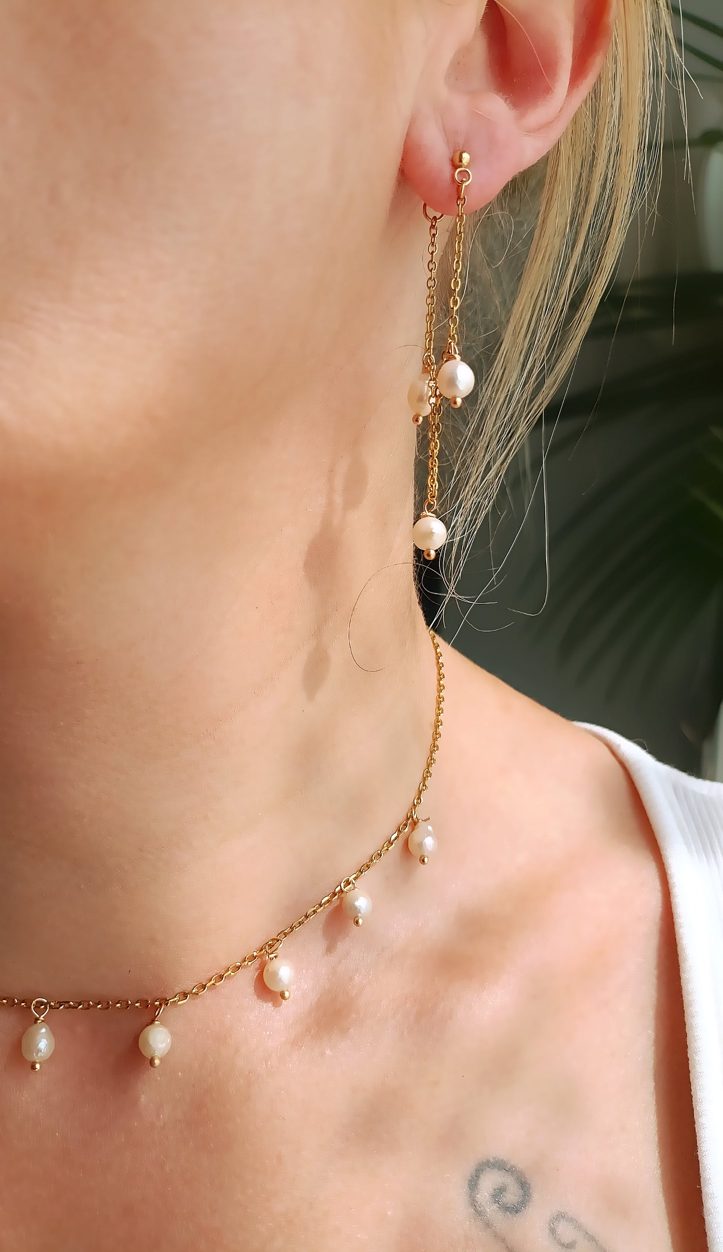 Boucles d'oreilles Iris / Perles d'eau douce et Acier inoxydable