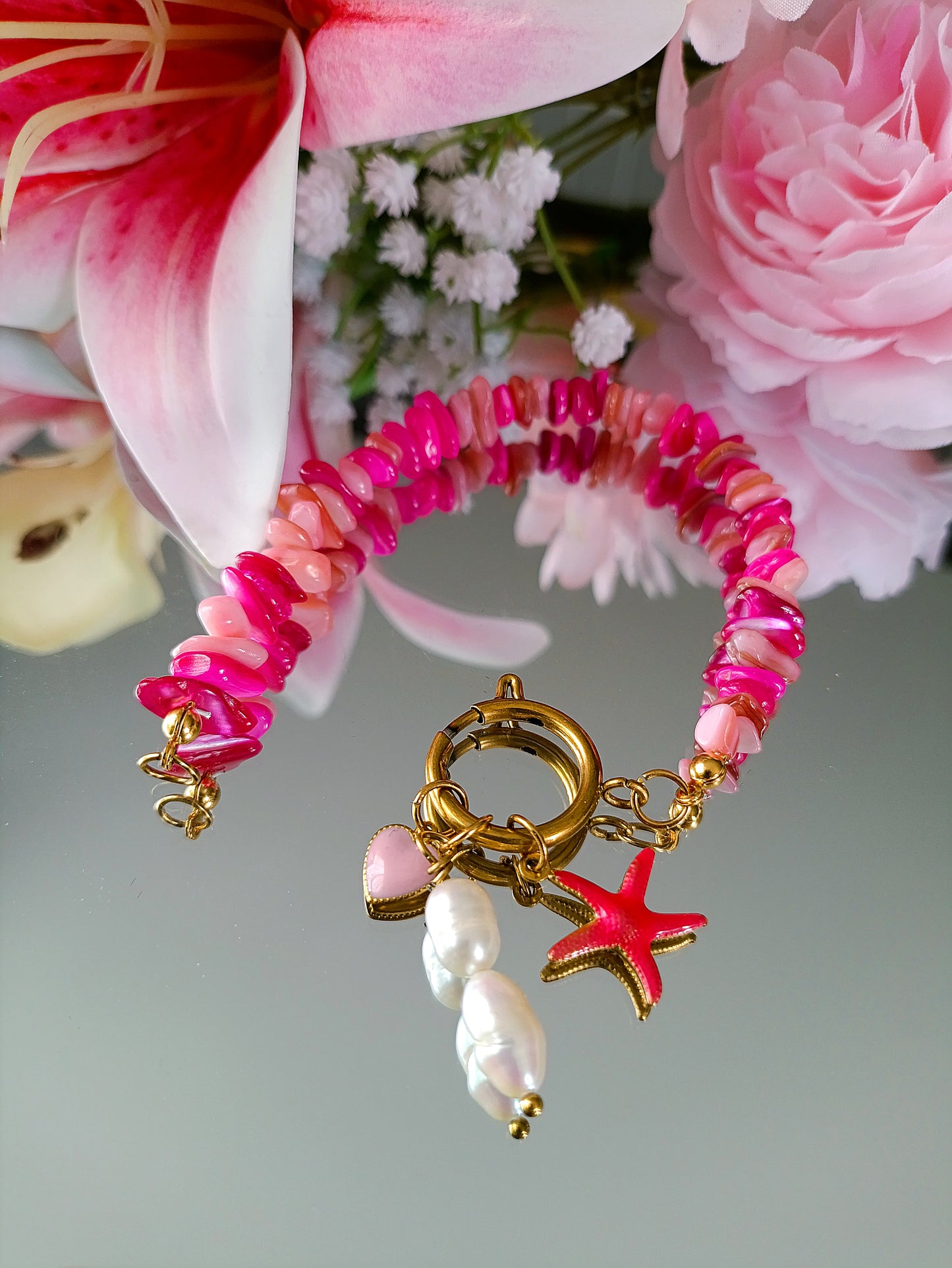 Bracelet Divine Idylle / Création en perles de coquillage et Acier inoxydable