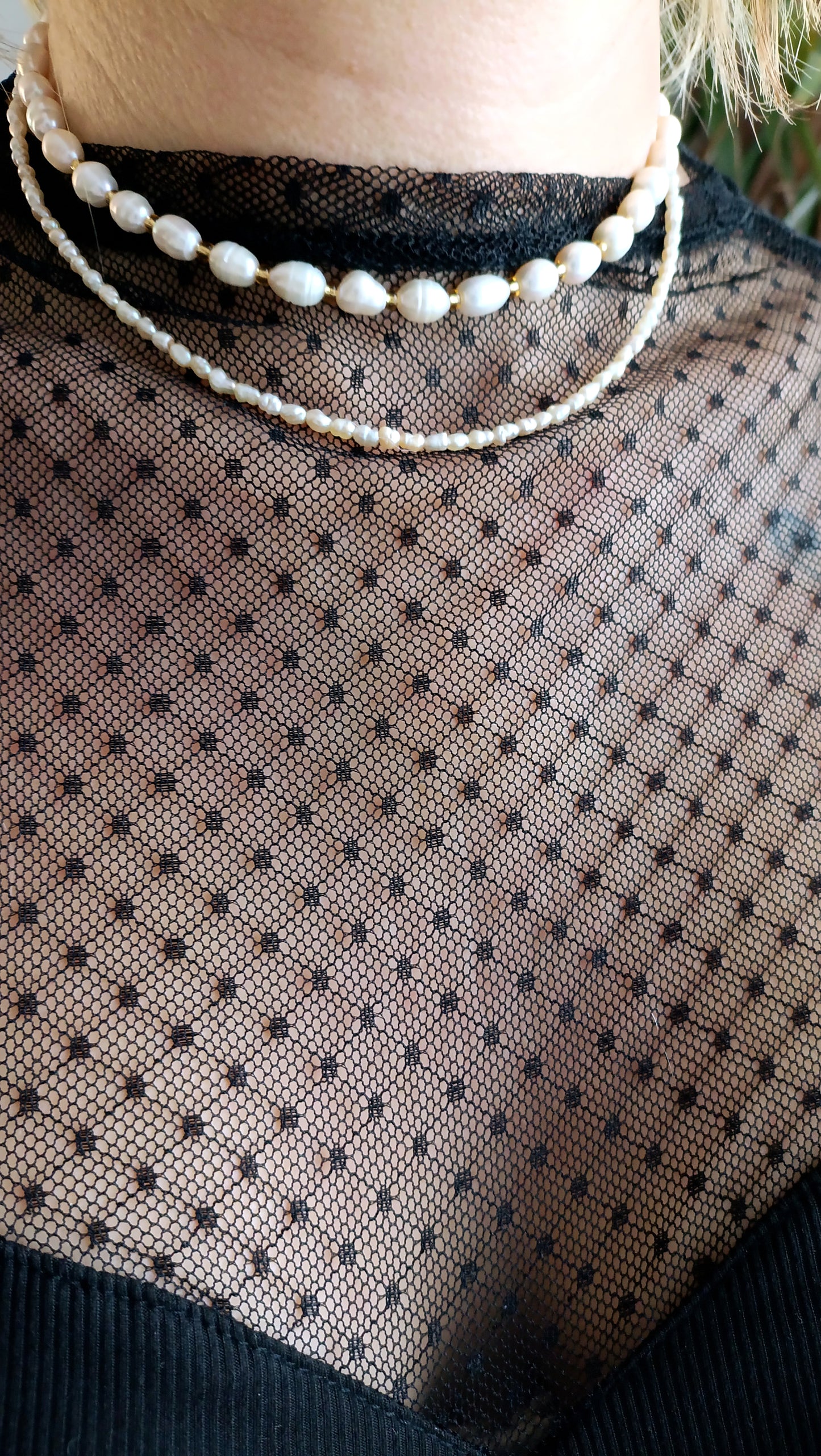 Collier Eléonore / Création de collier en Acier inoxydable et perles d'eau douce
