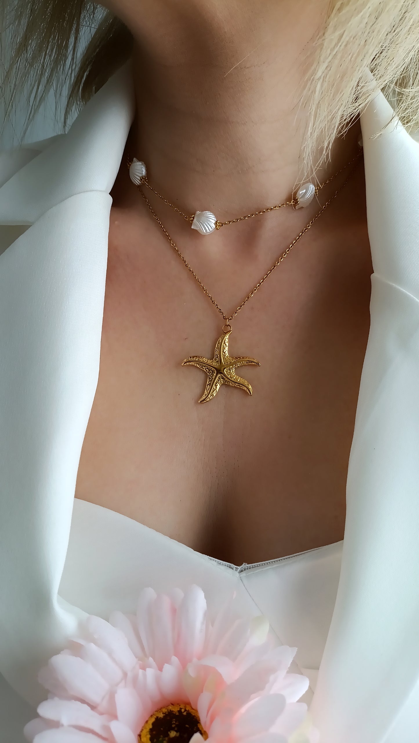 collier femme ras de cou coquillage saint jacques, collier femme printemps été 2026, bijoux femme printemps été 2026pas chers, collier femme de créateur français, bijoux français