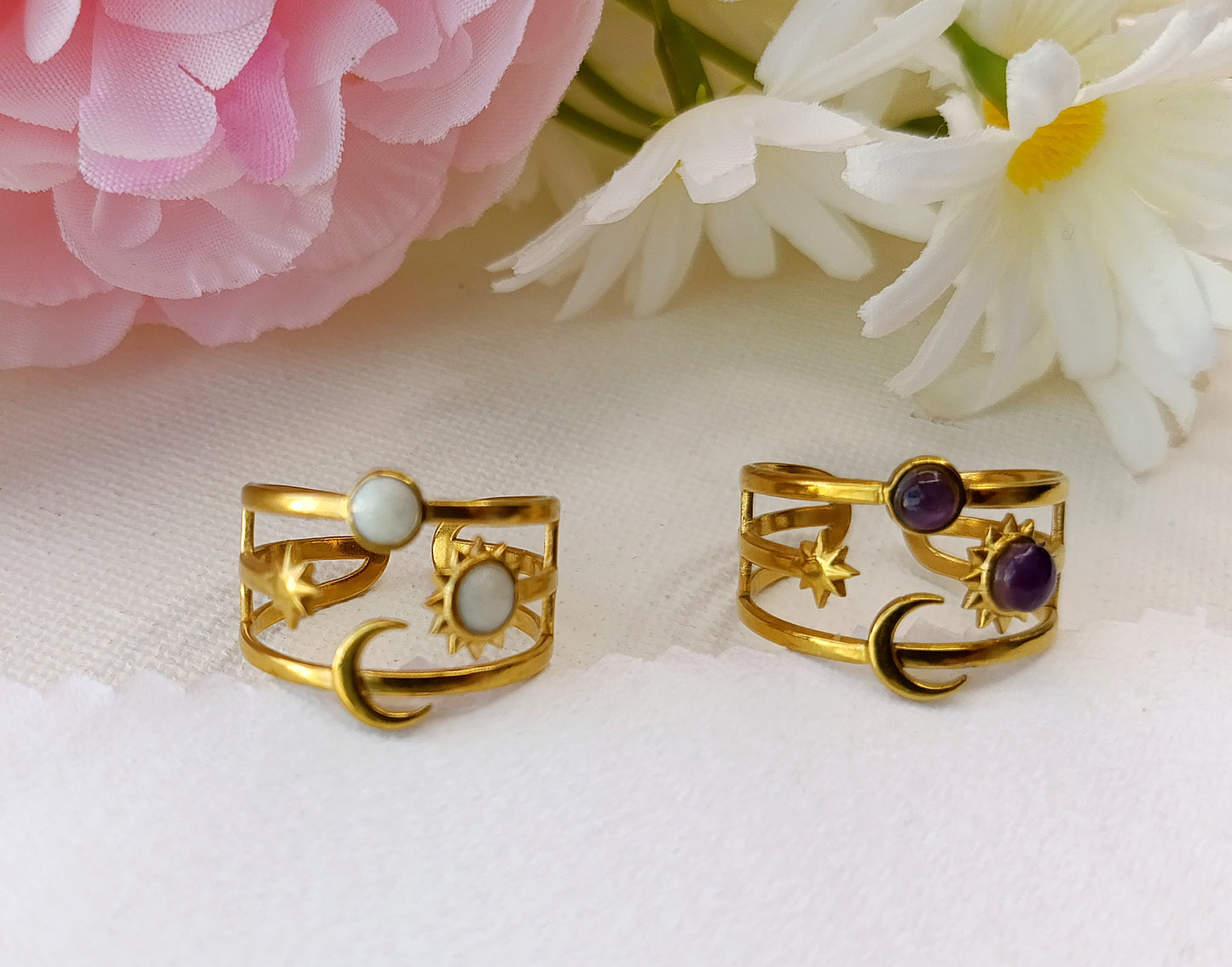 bague femme en acier inoxydable doré or, bague femme en acier inox plaqué or, bague femme fantaisie, bagues femme originales, bagues femme de qualité, bague femme pas chères, bagues femme en acier inox pas chères, bague femme, bague femme unique by m, bague femme aparanjan, bague femme musardise, bague femme manège à bijoux, bagues femme my house of jewels, bague femme bijoux brigitte, bagues femme très belles, bagues femme résistantes, bague étoiles et lune femme acier