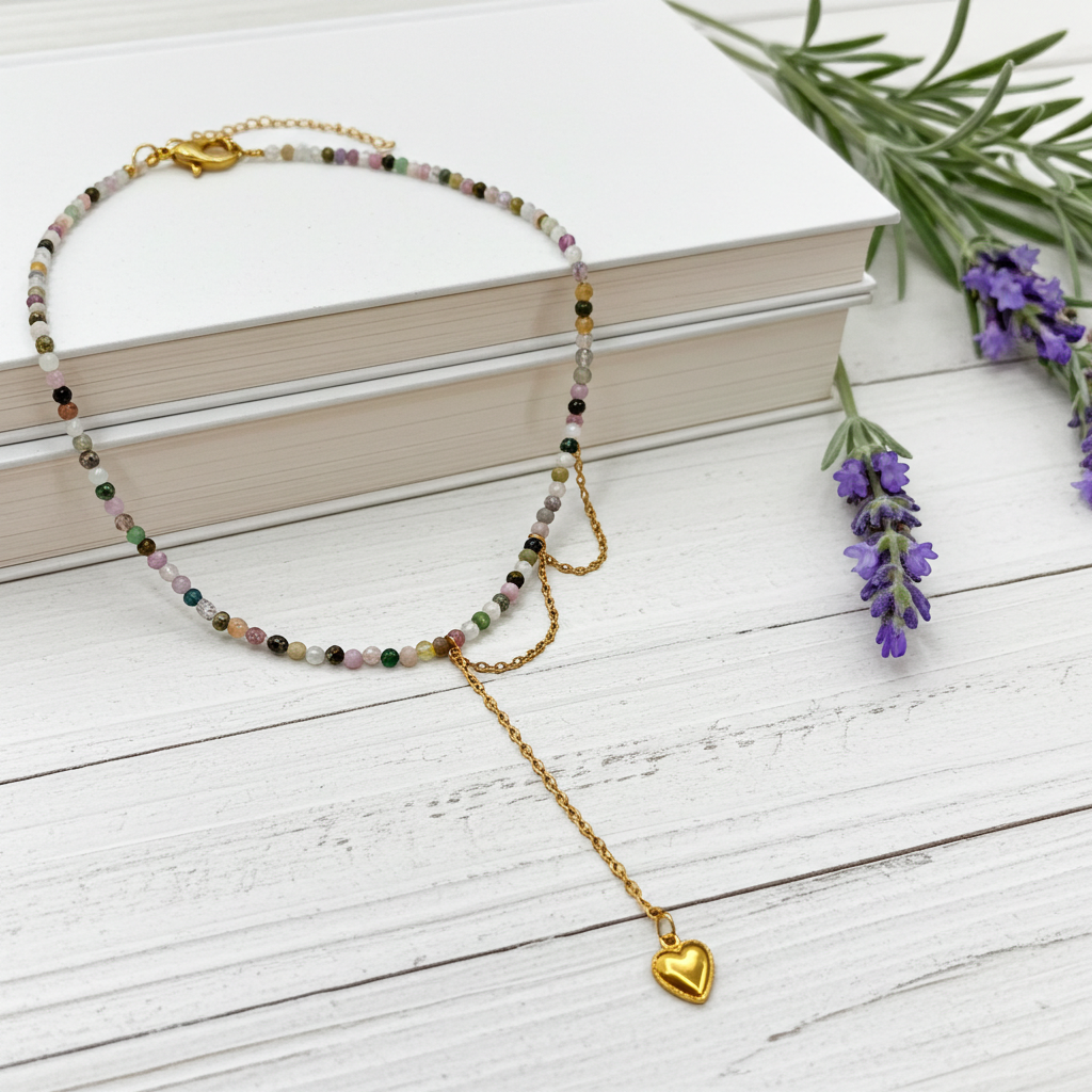 Collier Mille Vertus / Acier inoxydable, tourmaline naturelle