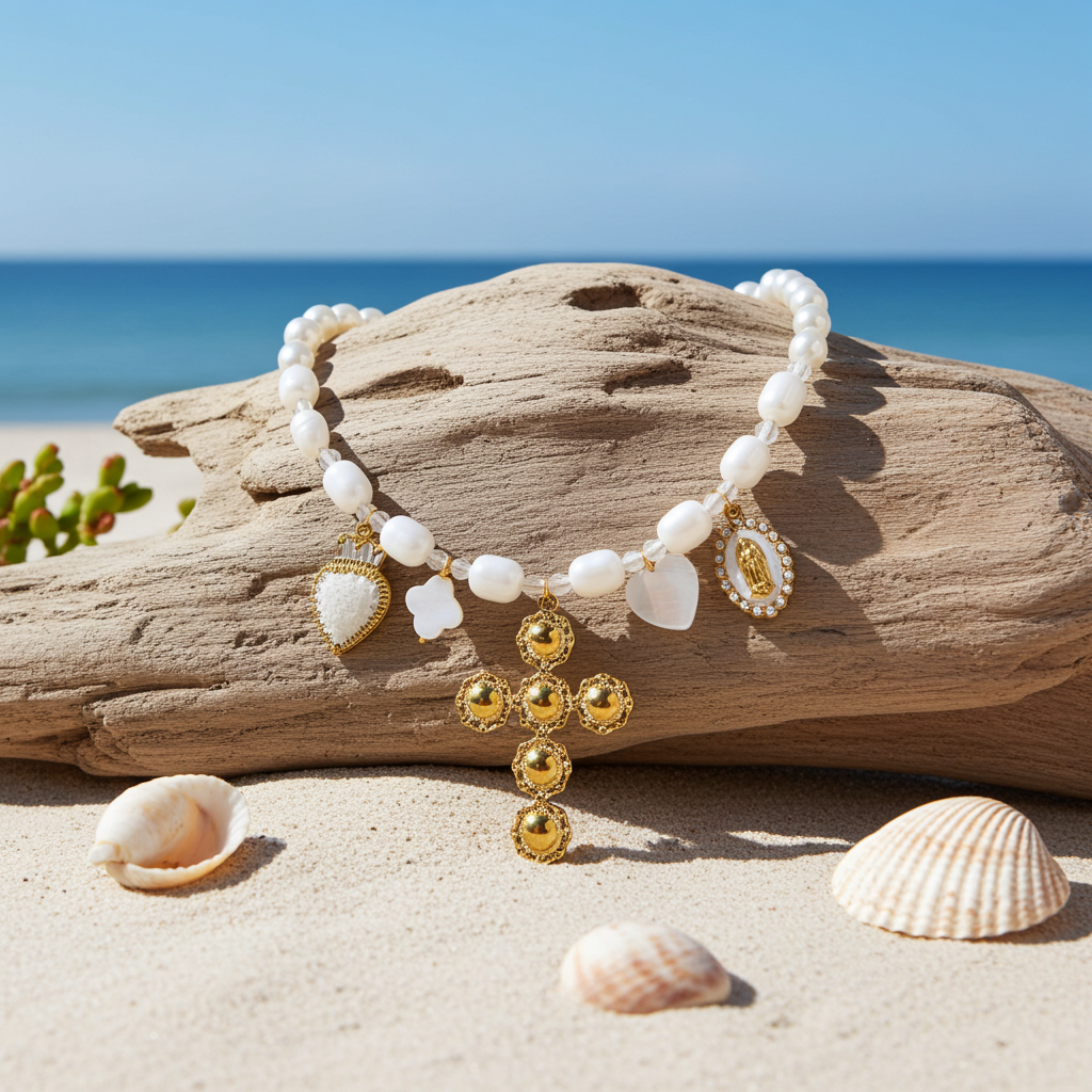 site de bijoux français, collier à breloques blanc, collier à charms blanc, collier à pendentifs blancs, collier en perles et breloques blanc pas cher, site de colliers à breloques pas cher, site de collier à charms pas cher, collier femme en perles blanches et breloques, collier femme printemps été 2026, collier à grosses perles blanches et breloques