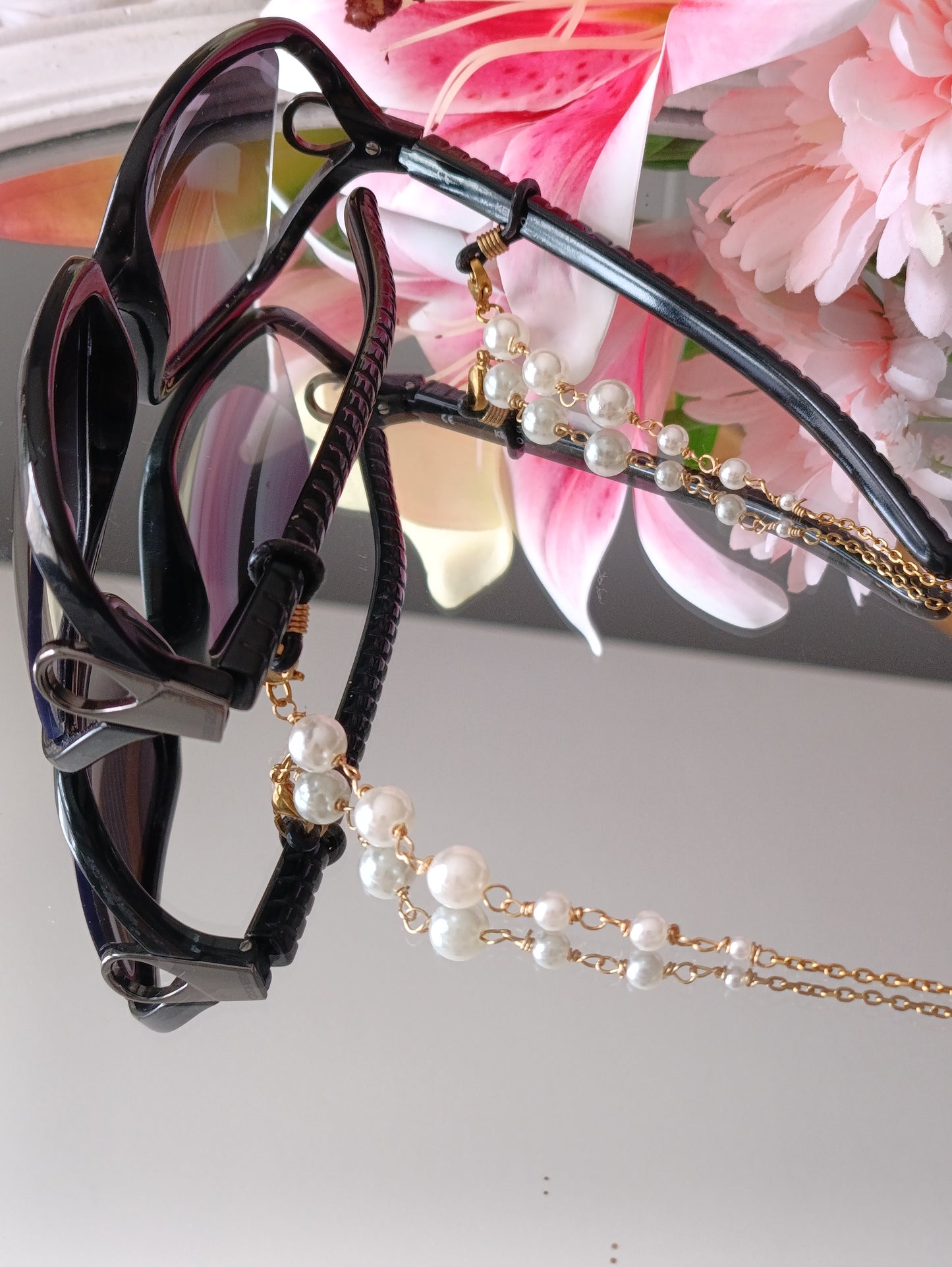 Chaîne de lunettes-sautoir en perles / Création en perles acrylique et Acier inoxydable