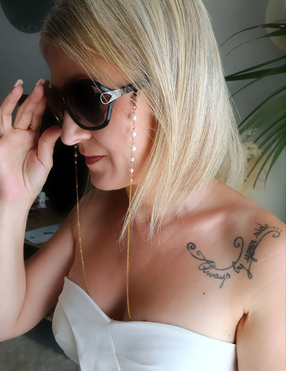 Chaîne de lunettes-sautoir en perles / Création en perles acrylique et Acier inoxydable