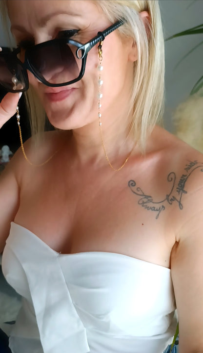 Chaîne de lunettes-sautoir en perles / Création en perles acrylique et Acier inoxydable