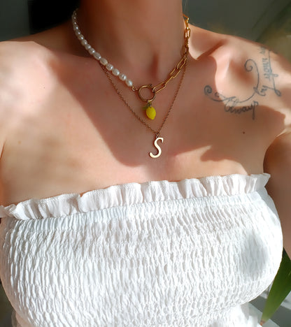 Collier femme citron, collier femme perles d'eau douce, collier femme original pas cher, collier e créateur, collier femme fait main, meilleurs bijoux femme, meilleur site de bijoux en ligne, meilleurs site de bijoux femme, site de bijoux homme