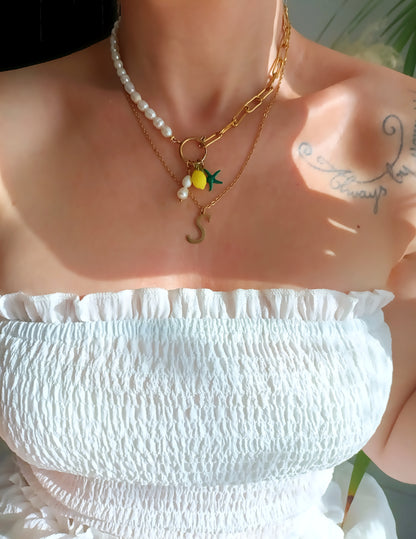 Collier femme citron, collier femme perles d'eau douce, collier femme original pas cher, collier e créateur, collier femme fait main, meilleurs bijoux femme, meilleur site de bijoux en ligne, meilleurs site de bijoux femme, site de bijoux homme