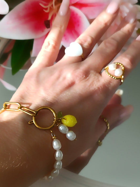 Bracelet Rêve acidulé / Création en perles d'eau douce et Acier inoxydable