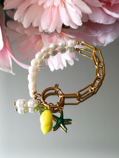 Bracelet Rêve acidulé / Création en perles d'eau douce et Acier inoxydable