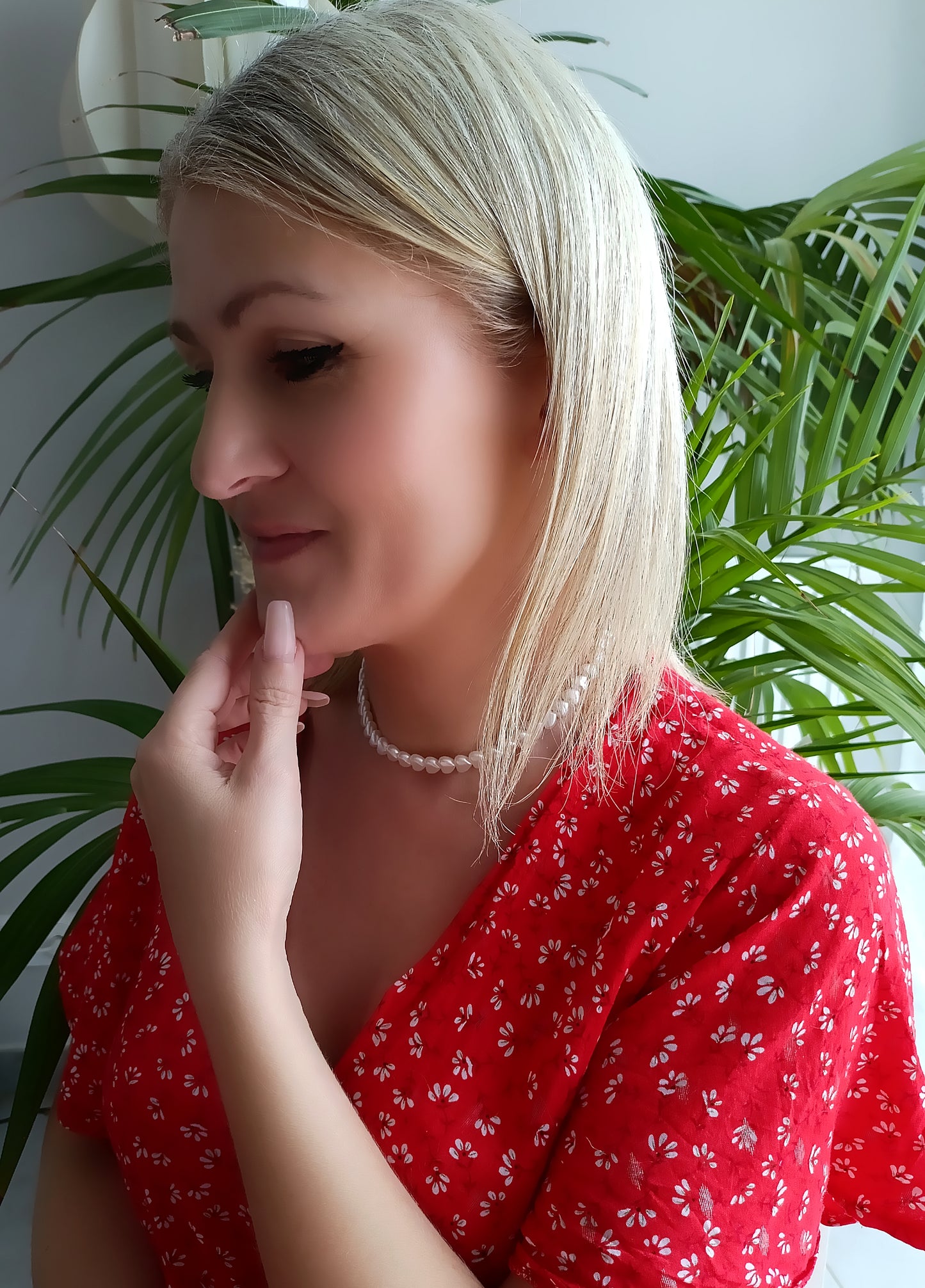 Collier Mon petit cœur / Création en perles acrylique nacré et Acier inoxydable