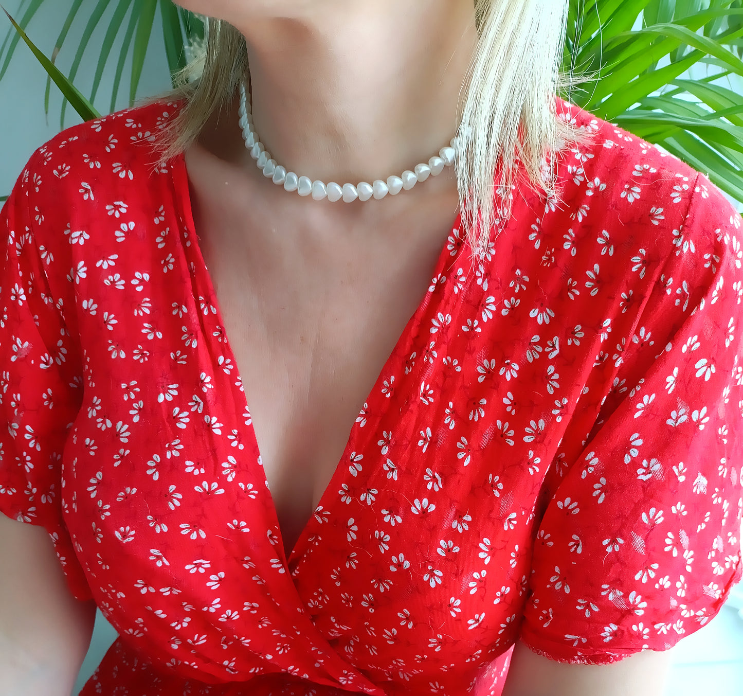 Collier Mon petit cœur / Création en perles acrylique nacré et Acier inoxydable