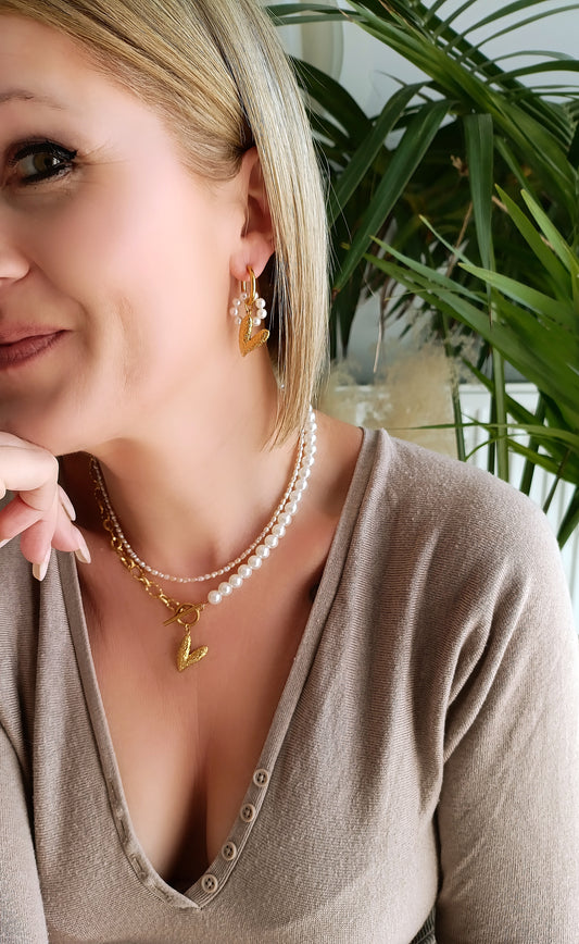 Collier femme en maille et perles, acier inoxydable, collier unique, rare, bijou de créateur, collier en maille et perles, meilleur site de bijoux, meilleur bijoux en acier inoxydable, site de bijoux en acier inoxydable pas cher, bijoux de créateur pas cher, idée cadeau noël femme