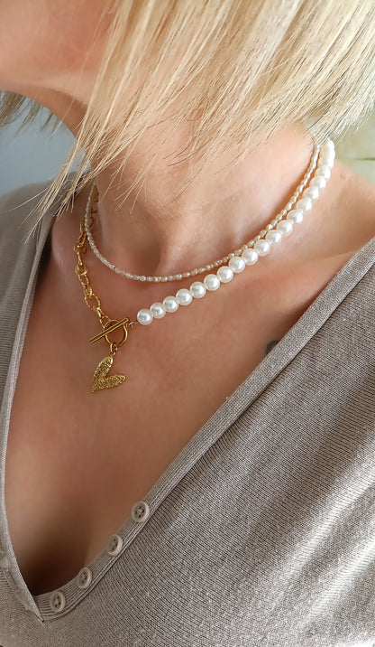 Collier femme en maille et perles, acier inoxydable, collier unique, rare, bijou de créateur, collier en maille et perles, meilleur site de bijoux, meilleur bijoux en acier inoxydable, site de bijoux en acier inoxydable pas cher, bijoux de créateur pas cher, idée cadeau noël femme