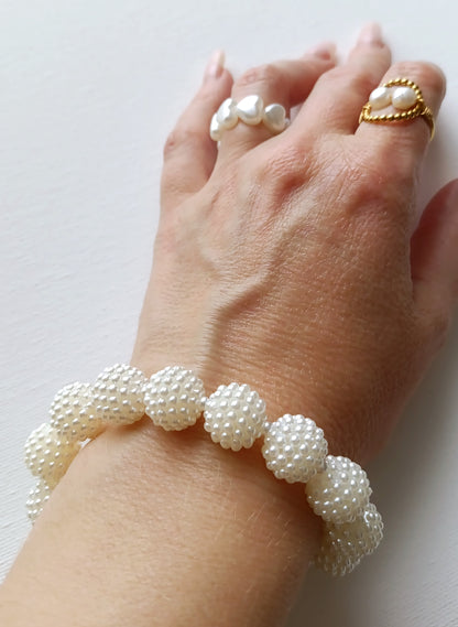 Bracelet Flocons de neige / Bracelet en perles et Acier inoxydable