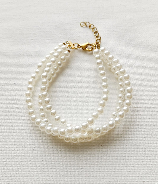 Bracelet Samantha / Bracelet 3 rangs en perles et Acier inoxydable