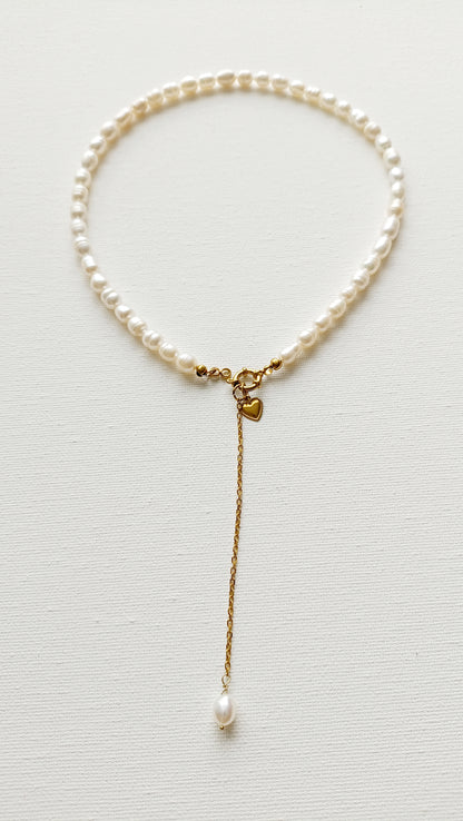 Collier Elisabeth / Collier trois en un, en perles d'eau douce et Acier inoxydable