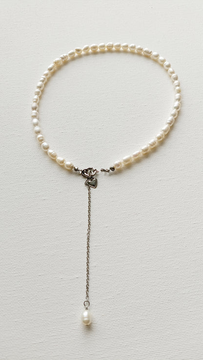 Collier Elisabeth / Collier trois en un, en perles d'eau douce et Acier inoxydable