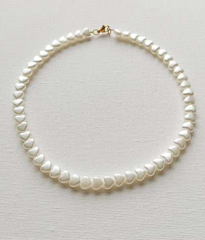 Collier Mon petit cœur / Création en perles acrylique nacré et Acier inoxydable