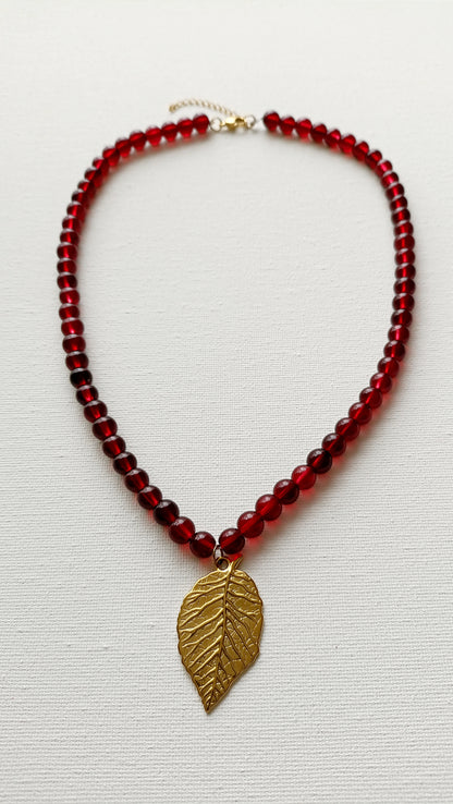 Collier Douceur d'automne / Création de collier en perles de verre et Acier inoxydable