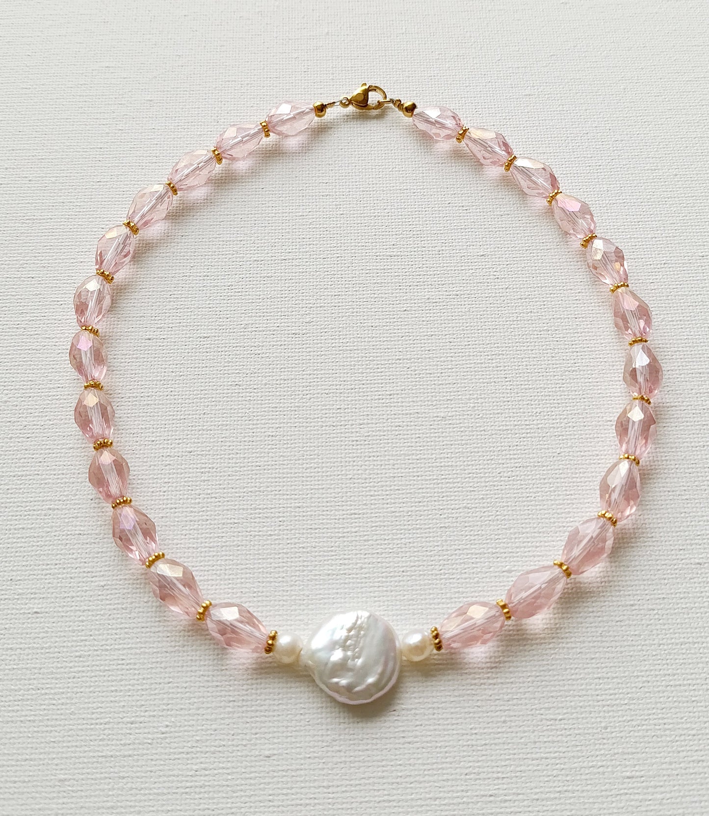 Collier Splendeur / Création en perles de verres, perles d'eau douce et Acier inoxydable