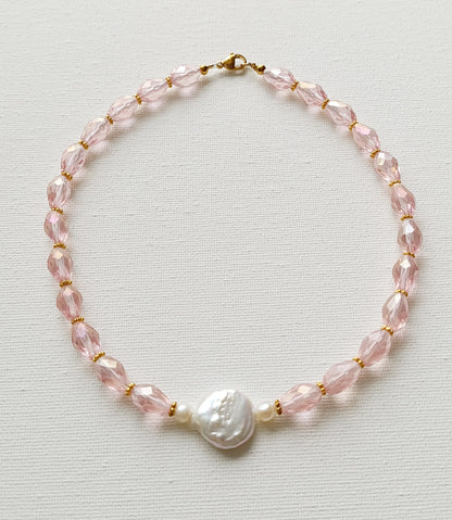 Collier Splendeur / Création en perles de verres, perles d'eau douce et Acier inoxydable