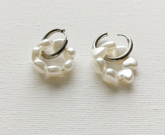 Boucles d'oreilles Mon petit cœur / Perles en acrylique et Acier inoxydable