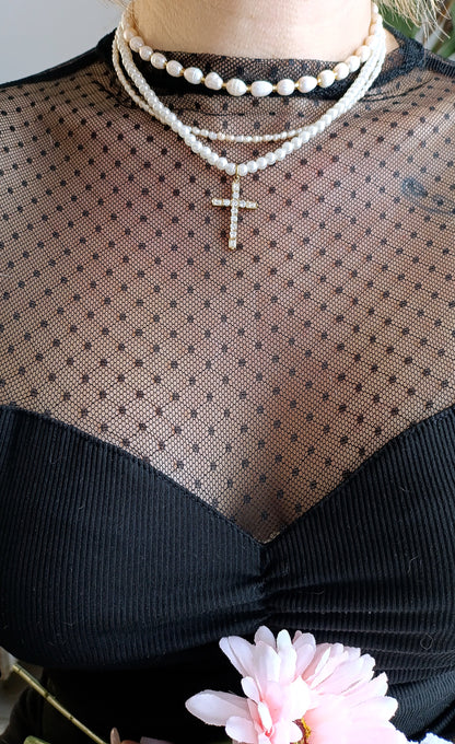 Collier Eléonore / Création de collier en Acier inoxydable et perles d'eau douce