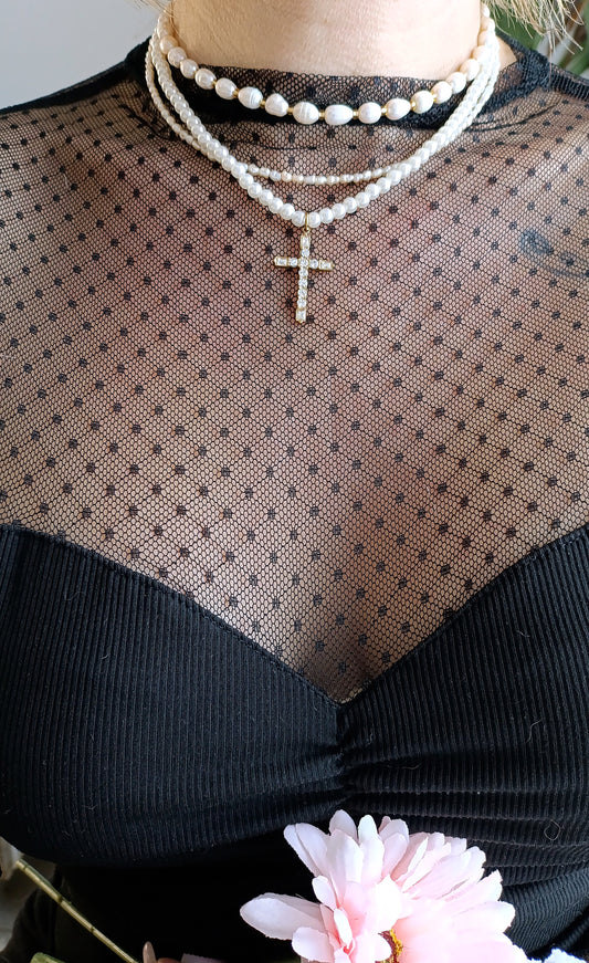 Collier Eléonore / Création de collier en Acier inoxydable et perles d'eau douce