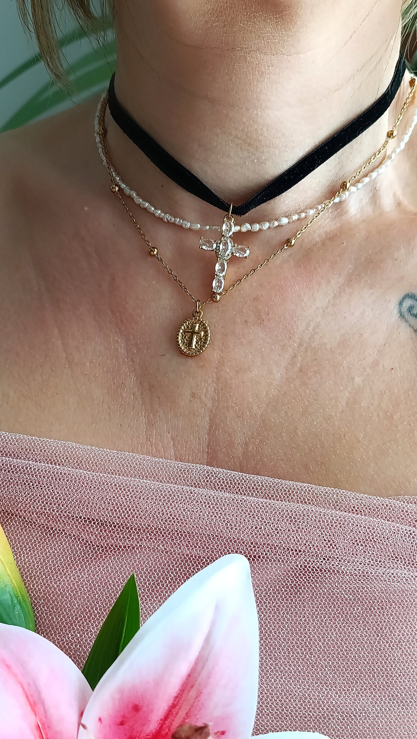 Collier Mariette / Création de collier en Acier inoxydable et croix