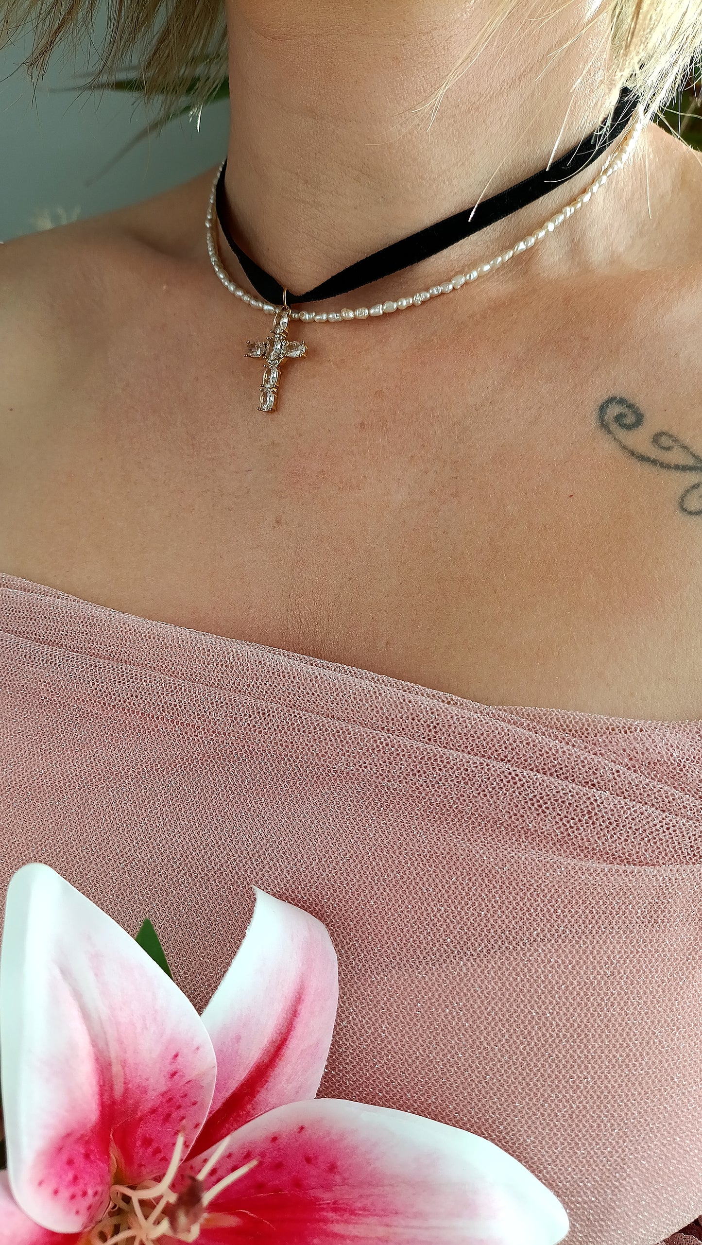 Collier Mariette / Création de collier en Acier inoxydable et croix