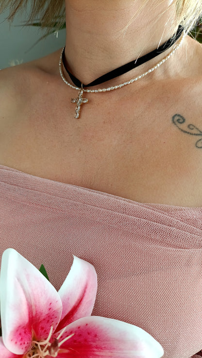 Collier Mariette / Création de collier en Acier inoxydable et croix