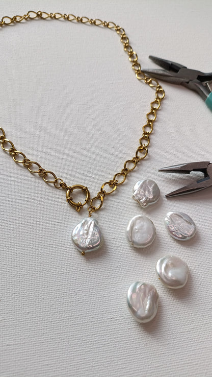 collier 3 en 1, collier qui s'adapte à vos envies, collier de dos, collier avec une grosse perle d'eau douce, collier femme de créateur, bijoux femme pas cher en acier inoxydable, collier en Y en perles d'eau douce, bijoux de créateur pas cher, idée cadeau noël femme