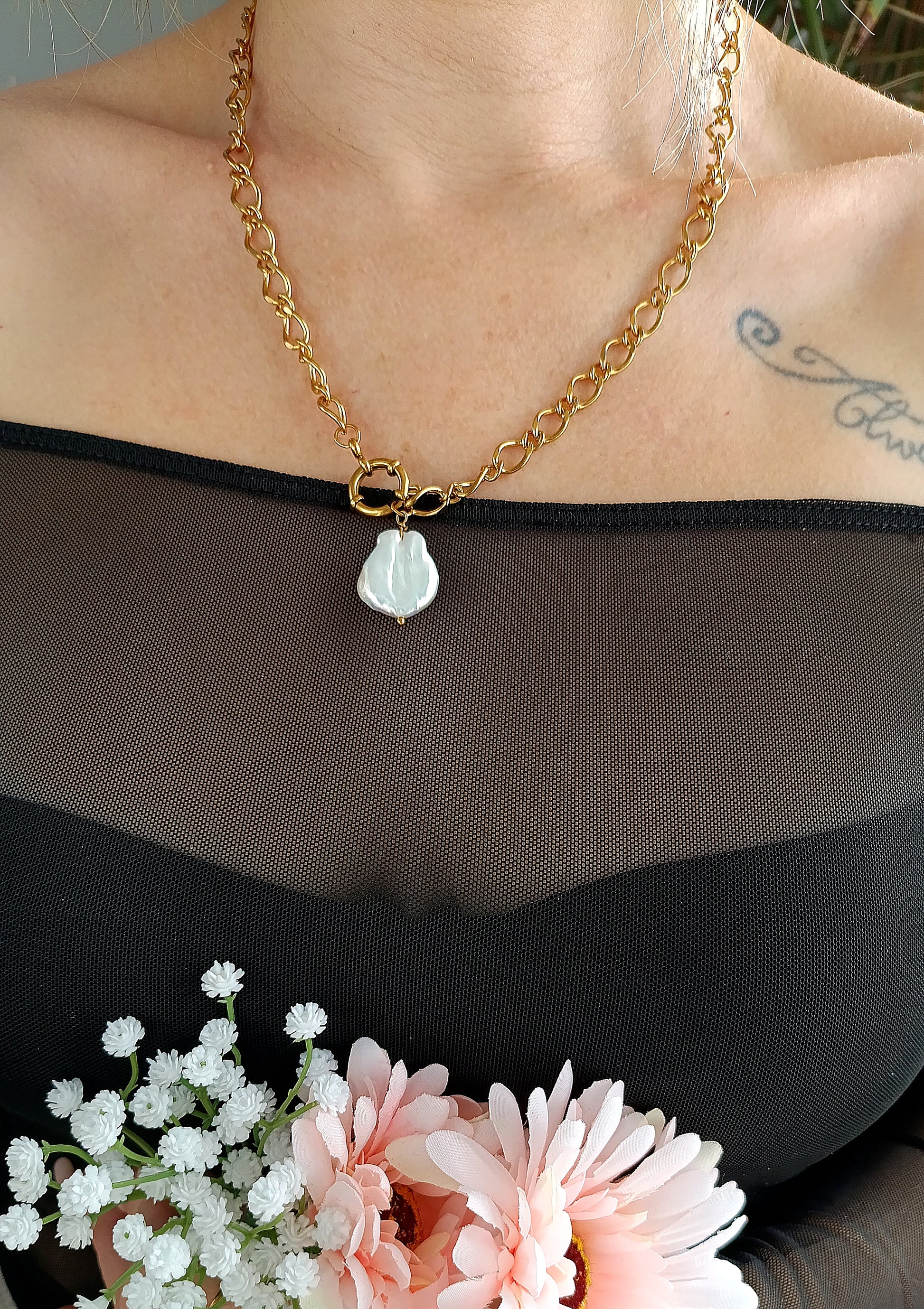 collier 3 en 1, collier qui s'adapte à vos envies, collier de dos, collier avec une grosse perle d'eau douce, collier femme de créateur, bijoux femme pas cher en acier inoxydable, collier en Y en perles d'eau douce, bijoux de créateur pas cher, idée cadeau noël femme