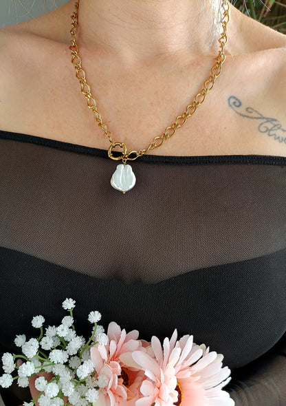 collier 3 en 1, collier qui s'adapte à vos envies, collier de dos, collier avec une grosse perle d'eau douce, collier femme de créateur, bijoux femme pas cher en acier inoxydable, collier en Y en perles d'eau douce, bijoux de créateur pas cher, idée cadeau noël femme