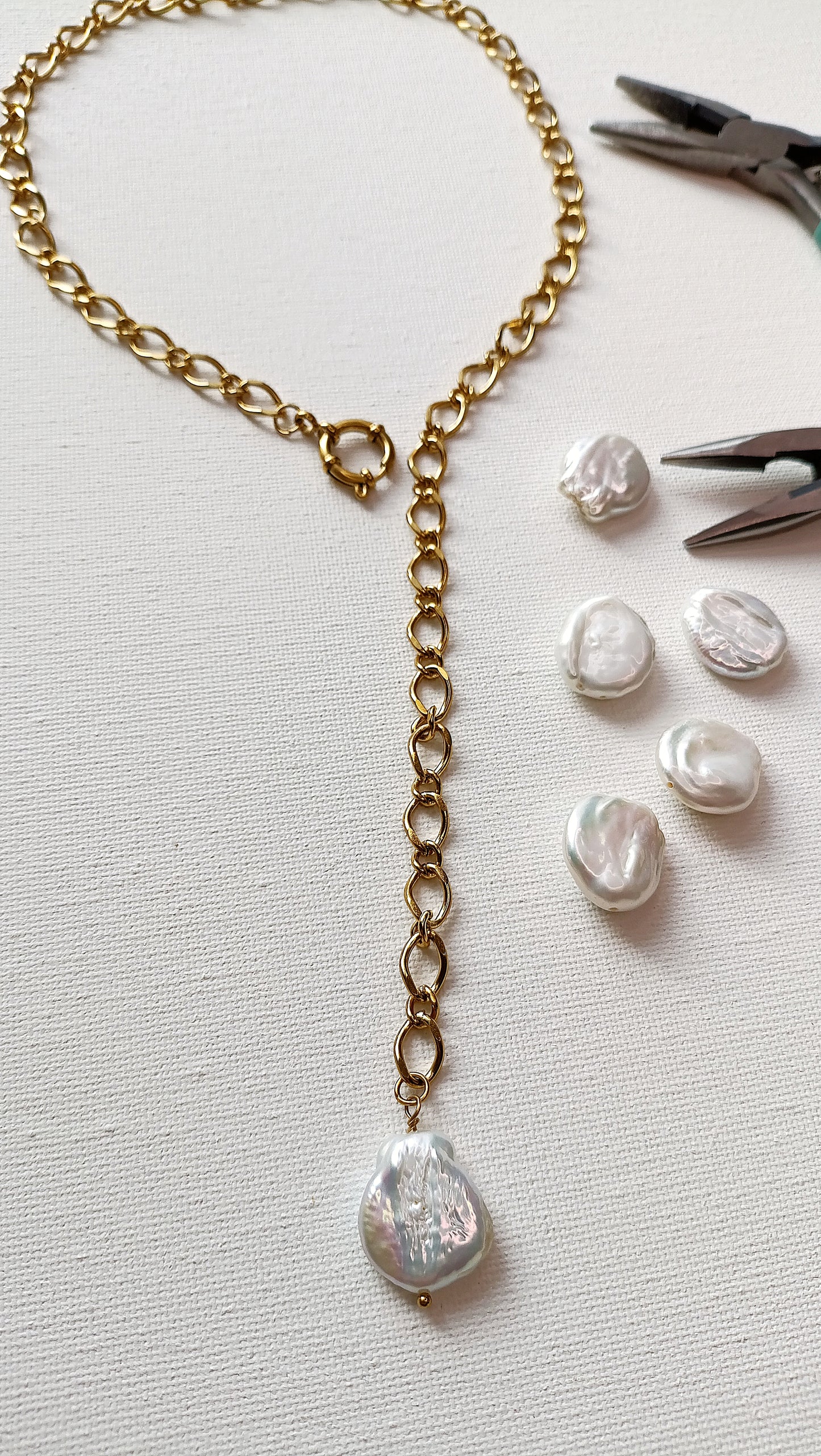 collier 3 en 1, collier qui s'adapte à vos envies, collier de dos, collier avec une grosse perle d'eau douce, collier femme de créateur, bijoux femme pas cher en acier inoxydable, collier en Y en perles d'eau douce, bijoux de créateur pas cher, idée cadeau noël femme