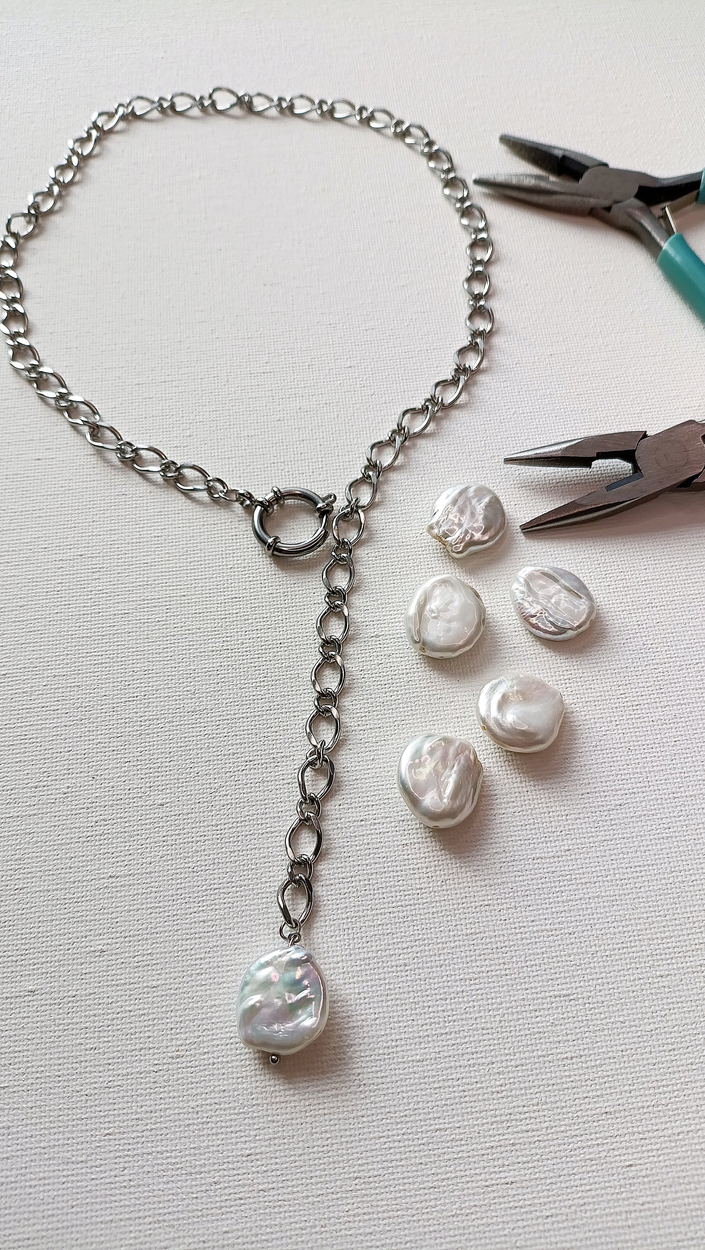 collier 3 en 1, collier qui s'adapte à vos envies, collier de dos, collier avec une grosse perle d'eau douce, collier femme de créateur, bijoux femme pas cher en acier inoxydable, collier en Y en perles d'eau douce, bijoux de créateur pas cher, idée cadeau noël femme