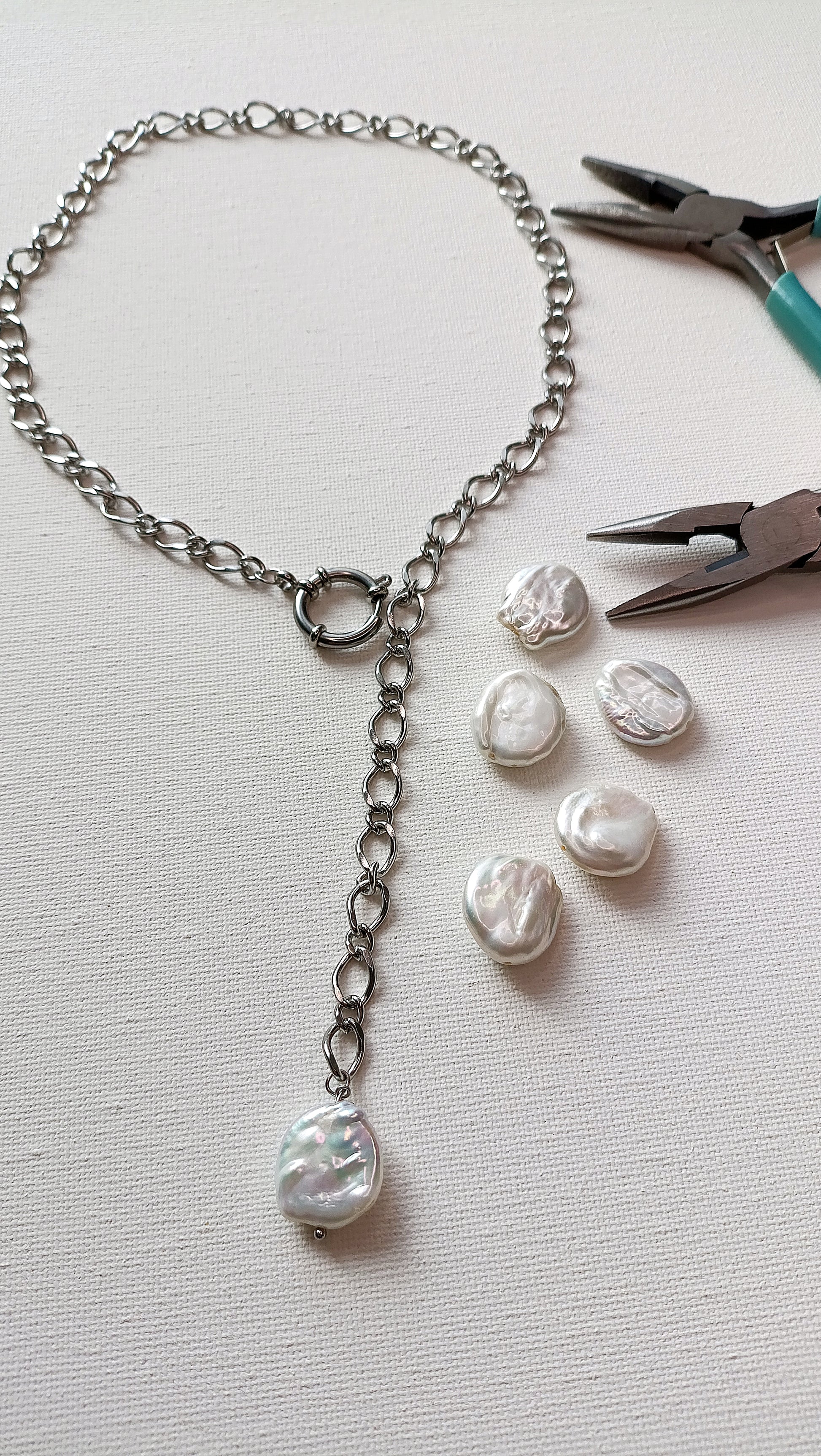 collier 3 en 1, collier qui s'adapte à vos envies, collier de dos, collier avec une grosse perle d'eau douce, collier femme de créateur, bijoux femme pas cher en acier inoxydable, collier en Y en perles d'eau douce, bijoux de créateur pas cher, idée cadeau noël femme