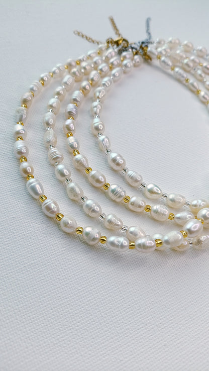 Collier Eléonore / Création de collier en Acier inoxydable et perles d'eau douce