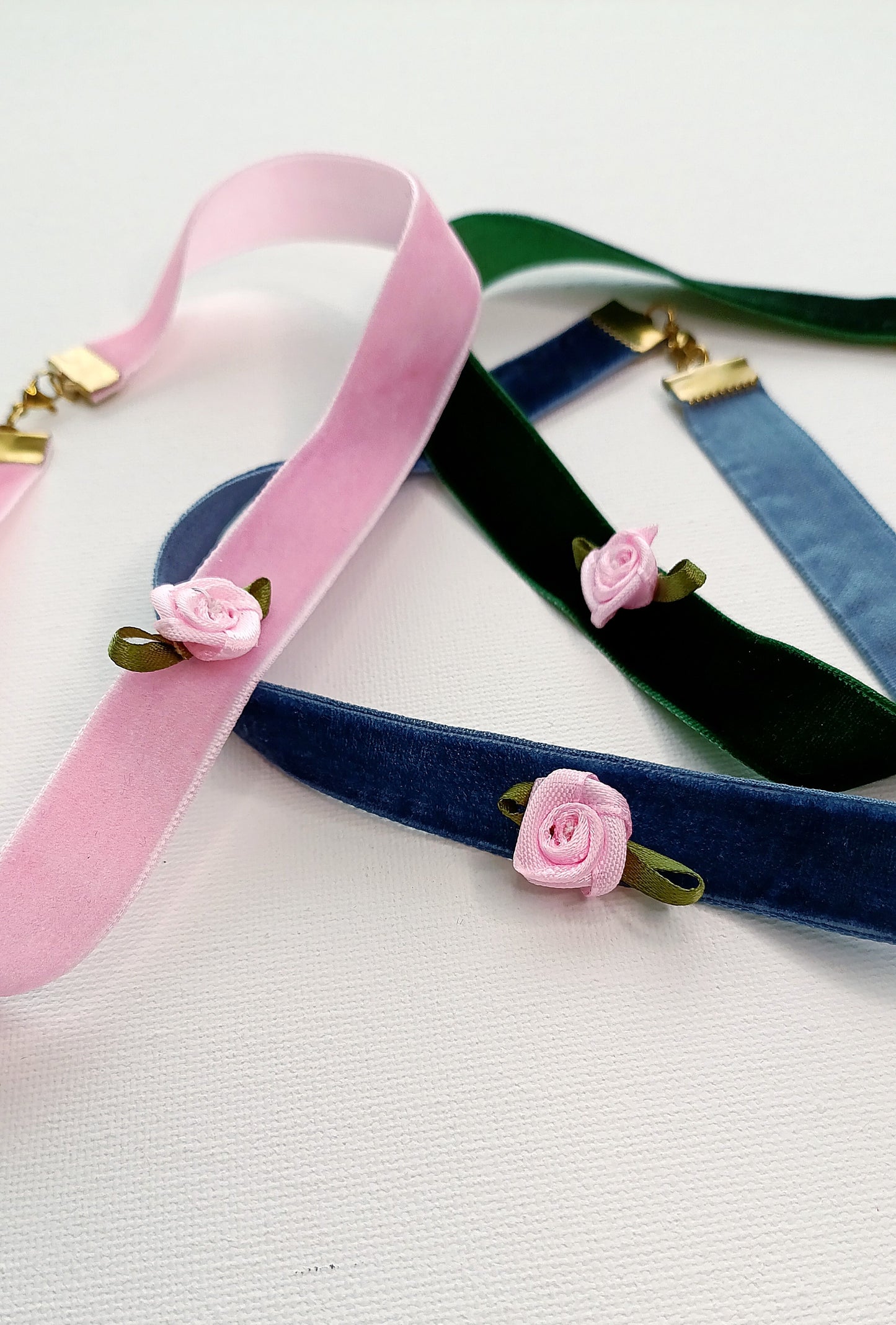 Collier Appoline / Création de collier en ruban velours et acier inoxydable