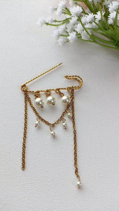 Broche femme en acier inoxydable et perles, broche femme en perles, broche femme à la mode, broche femme tendance, broche femme fantaisie, broche femme pas chère