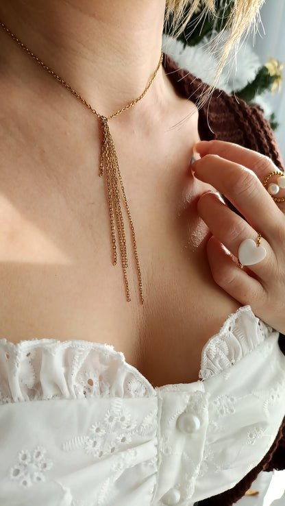 collier femme cascade de mailles, collier femme en acier inoxydable, bijoux en acier inoxydable de qualité, collier femme avec plein de mailles, collier femme frange de mailles, collier femme avec plein de mailles, meilleur site de bijoux en acier inoxydable, bijoux de créateur français, bijoux français