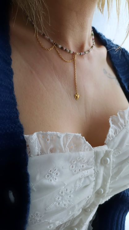 Collier Mille Vertus / Acier inoxydable, tourmaline naturelle