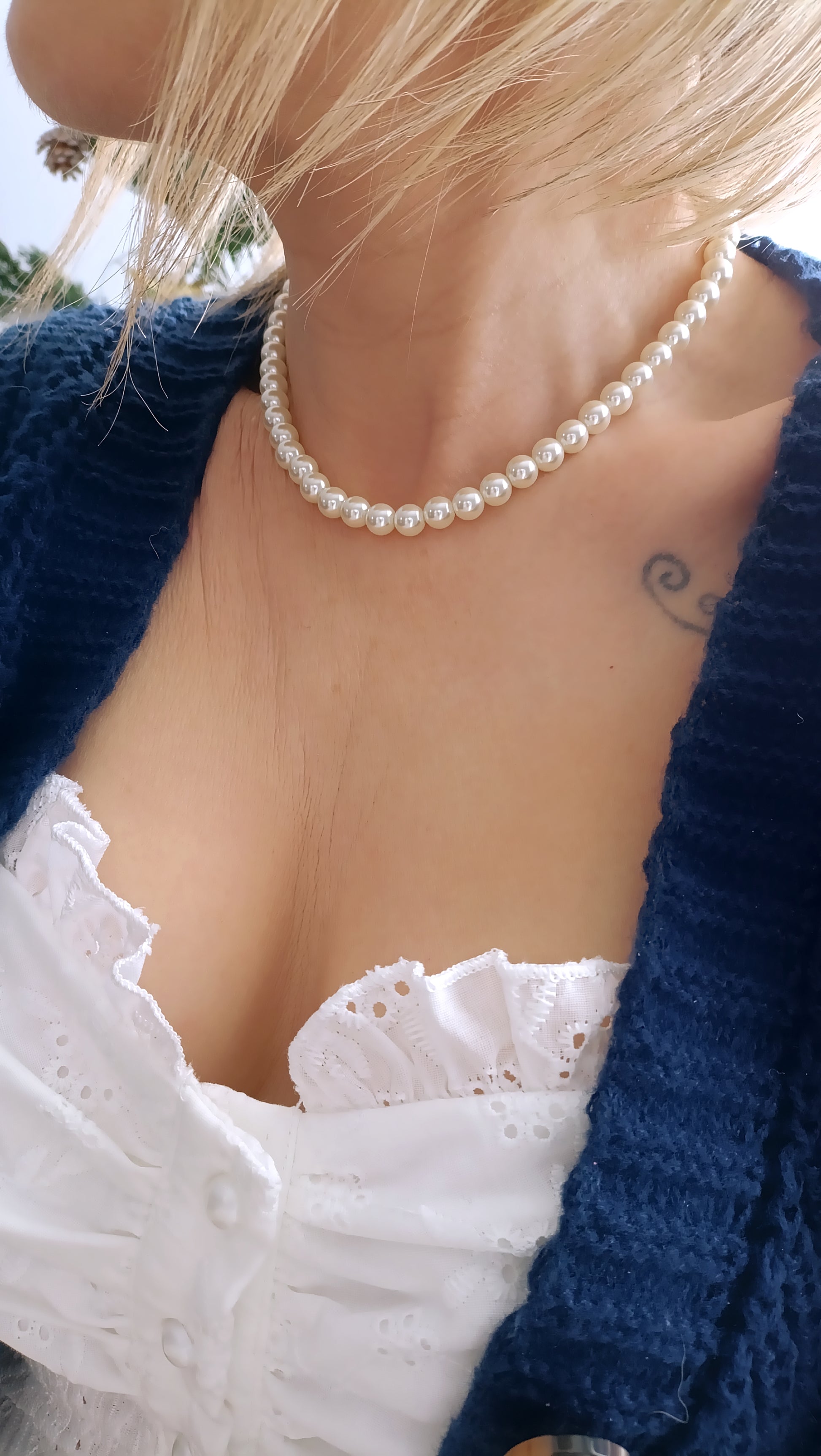 Collier grosses perles nacrées femme, collier perles nacrées femme, idée saint valentin femme, collier imitation perles de culture femme, collier de créateur femme, collier tendance femme, collier vintage femme, bijoux femme pas cher, 