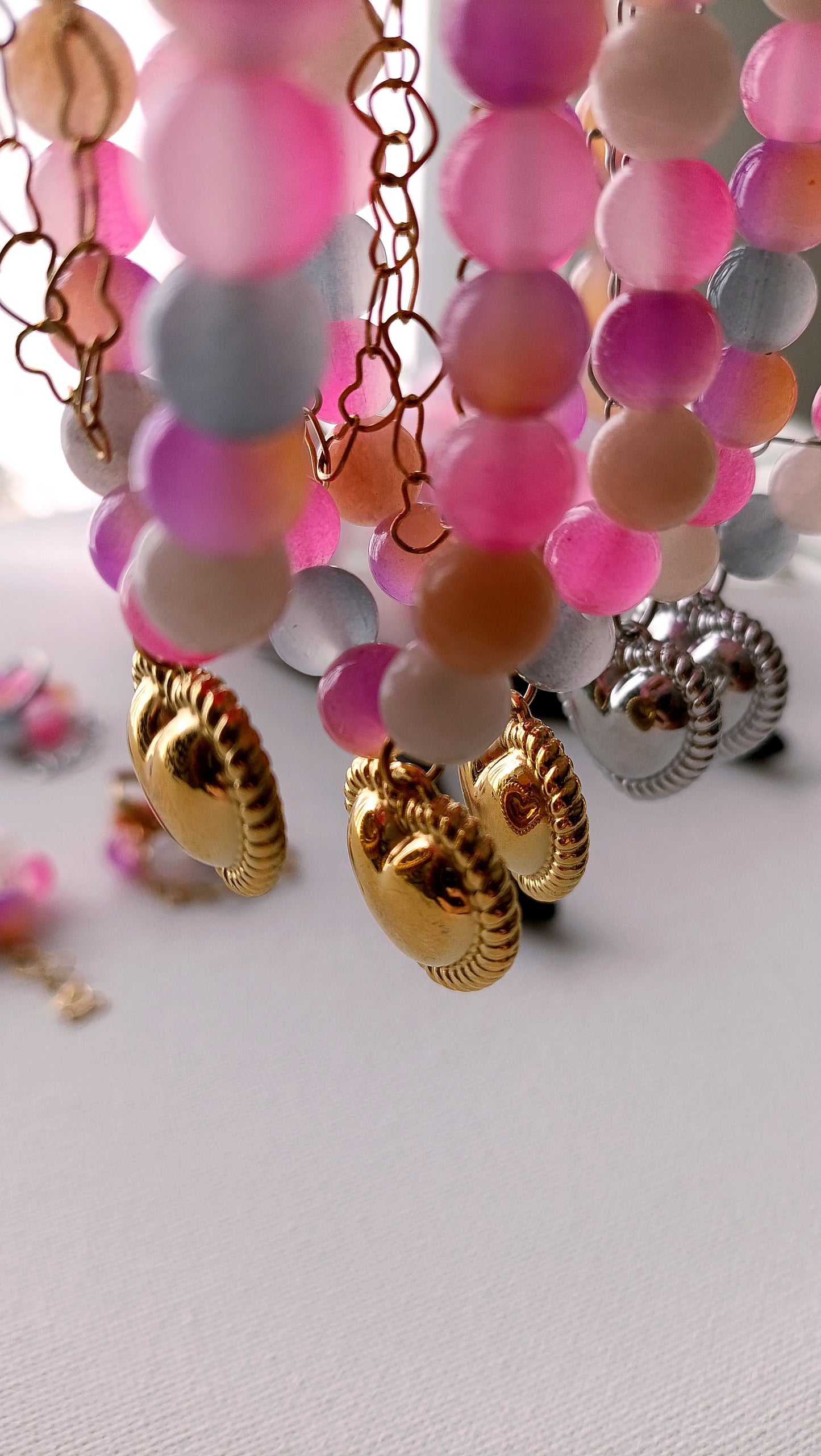 Collier Irina / Création de collier, Acier inoxydable, perles de verre