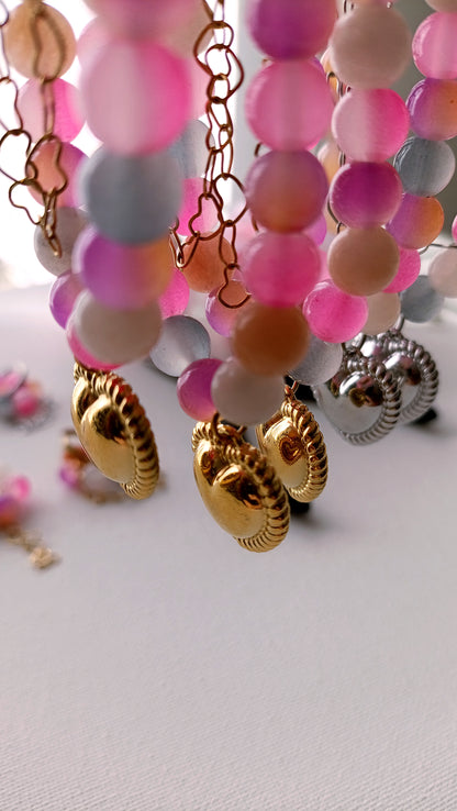 Collier Irina / Création de collier, Acier inoxydable, perles de verre