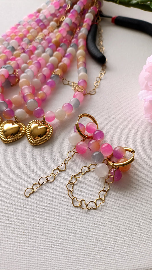 Boucles d'oreilles Irina / Acier inoxydable, perles de verre