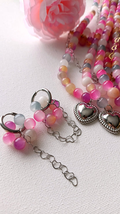 Boucles d'oreilles Irina / Acier inoxydable, perles de verre