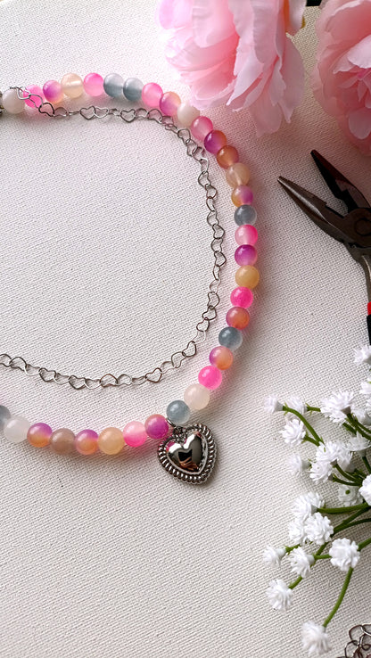 Collier Irina / Création de collier, Acier inoxydable, perles de verre